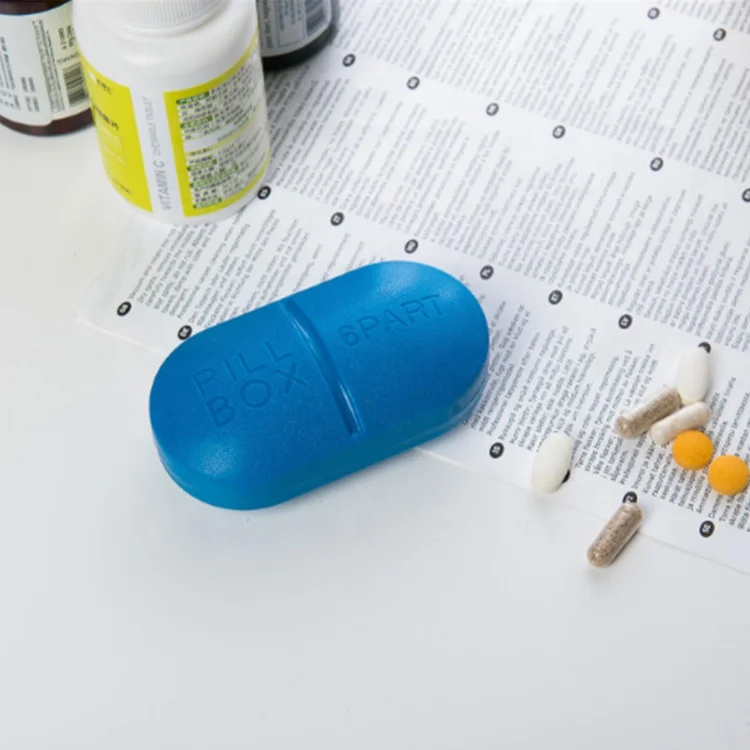 
High Quality Creative Capsule Six Grid Plastic Pill Box With 6 Plastic Storage Box 