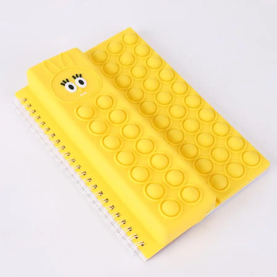 Minions cartoon cover silicone A5 bubble notebook fidget sensory toys push bubbles notebook with pencil case