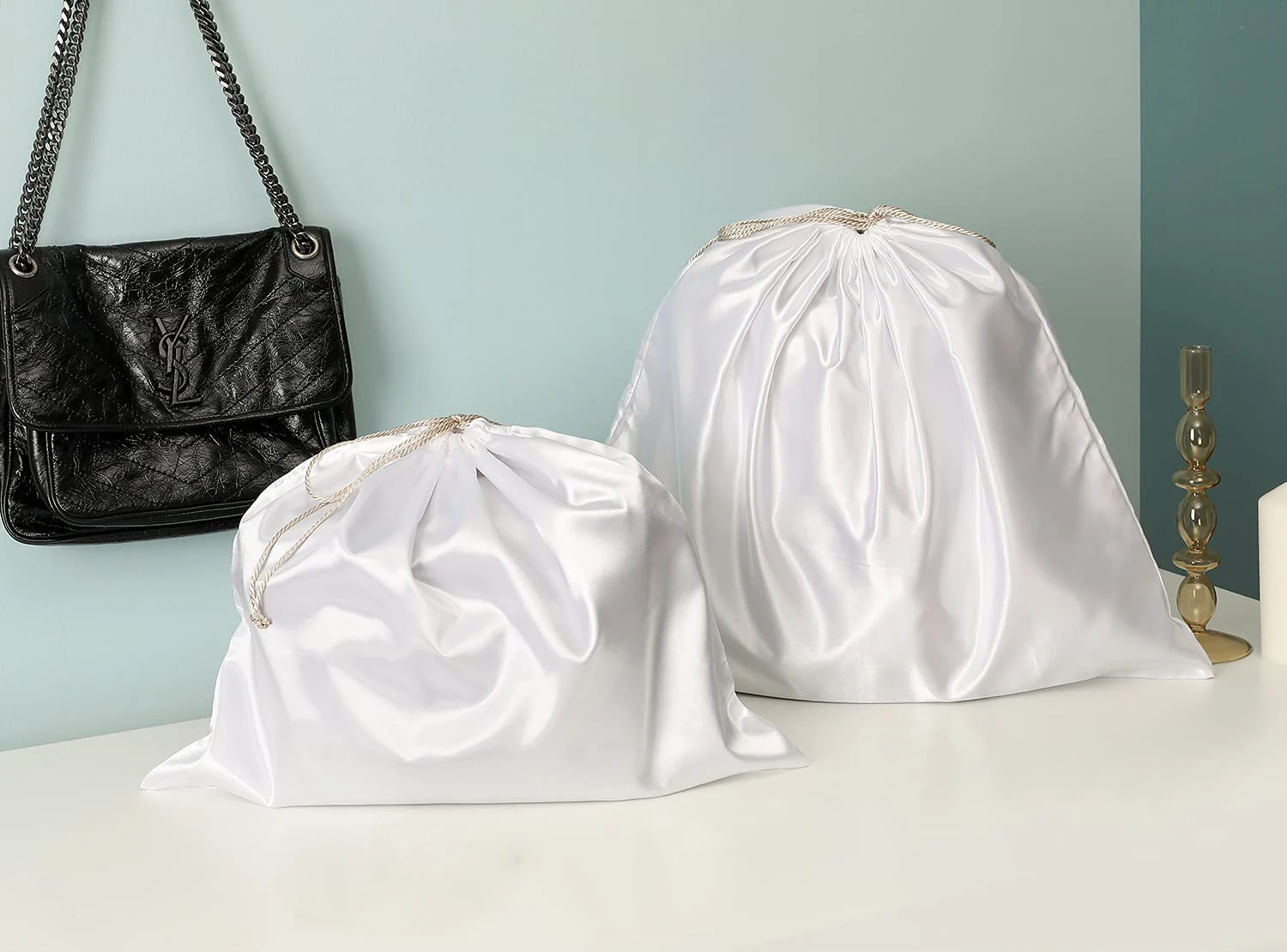 Eco Silk Dust Bag for Handbags Luxury Drawstring Dust Proof Bag Travel Storage Pouch for Shoe Boots