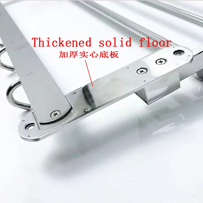 Stainless steel 304 square tube folding bathroom rack with rod made in China