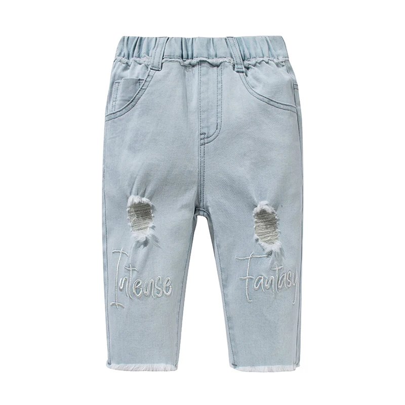 
Latest Design High Quality Custom Denim Bleach Trousers Girls Kids Jeans 