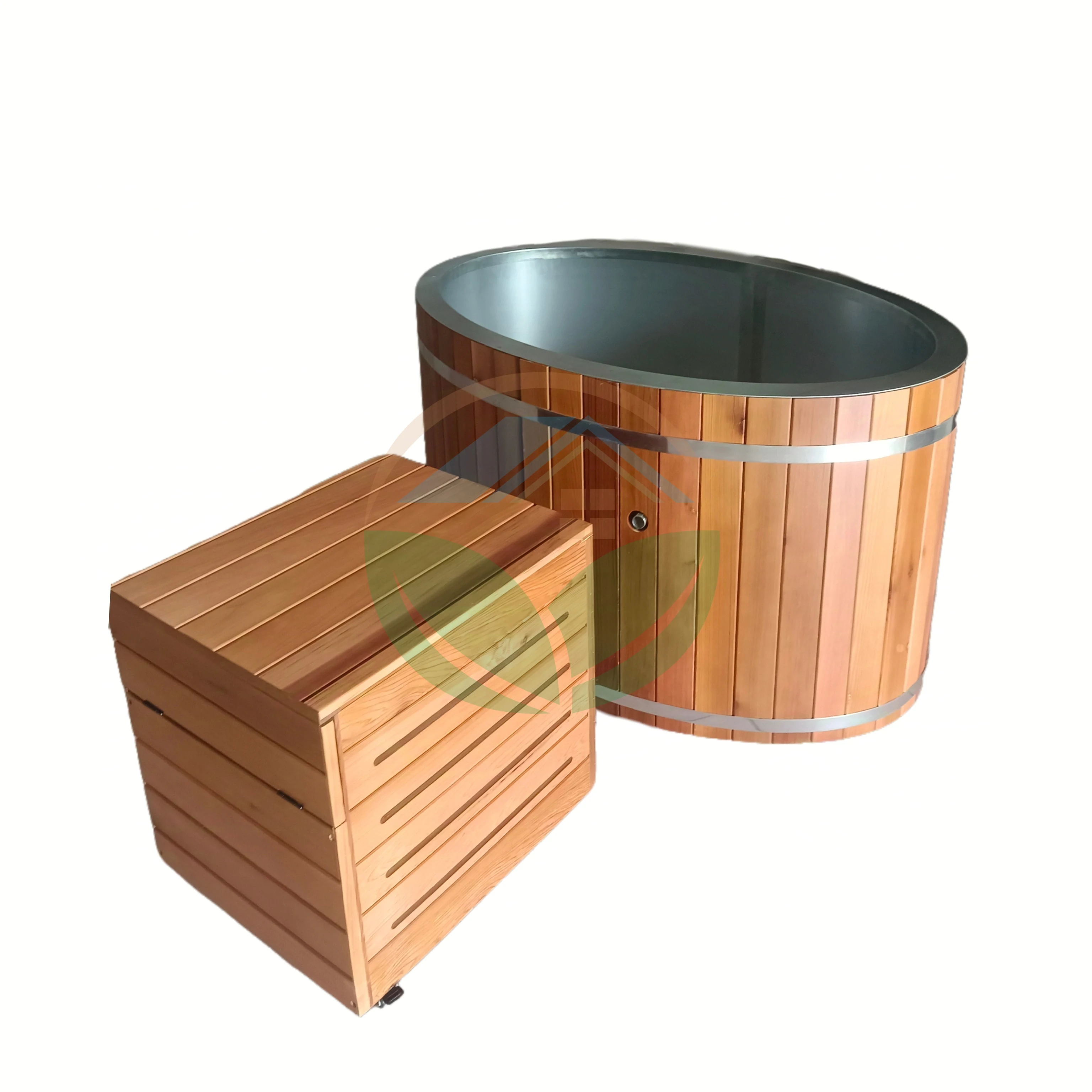 Modern Outdoor Cold Bath Tub Recovery Cedar Wooden Plunge Ice Spa round Indoor Garden Design 6-Person Capacity with Chiller