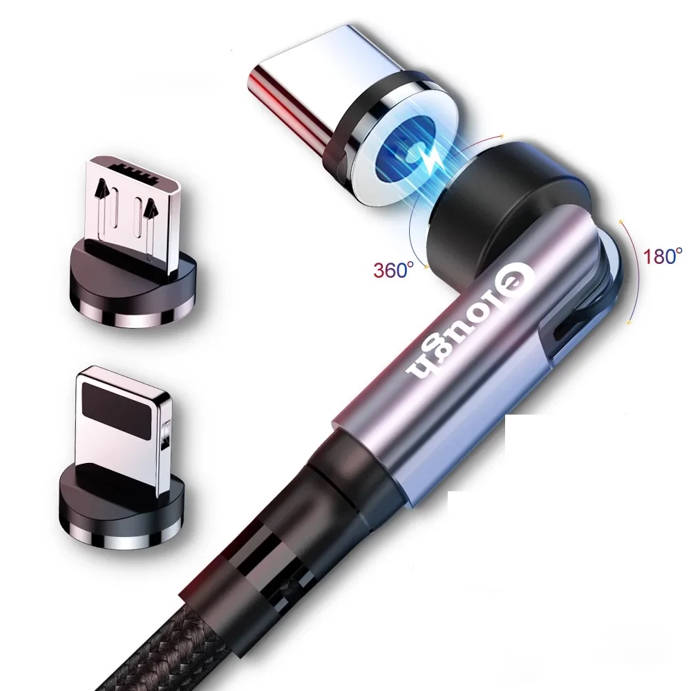 540 Rotate Magnetic Cable Fast Charging Magnet Charger Micro USB C Cable For iPhone Xiaomi Type C Phone Charger Wire Cord