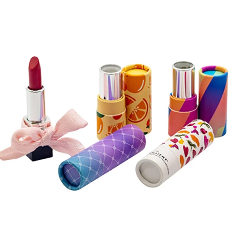 Recycled Cardboard Lipstick Packaging Tube Boxes Custom Paperboard Cosmetic Container Empty Lipstick Kraft Paper Tubes