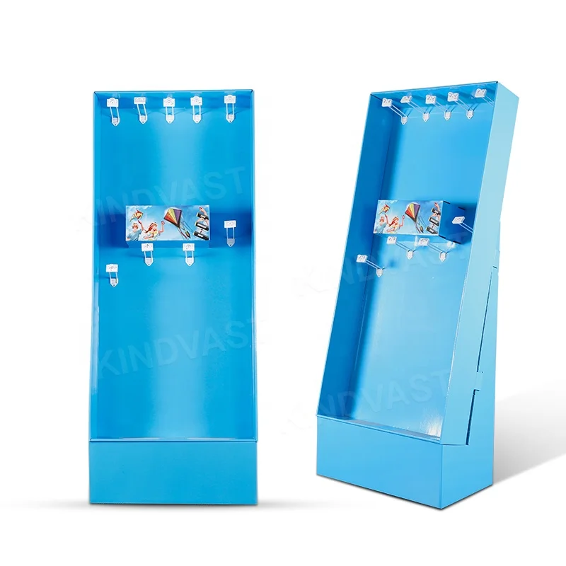 Kids Toy Hook Floor Cardboard Display Rack Green Single-sided Hook Toy Display Stand For Supermarket Promotional