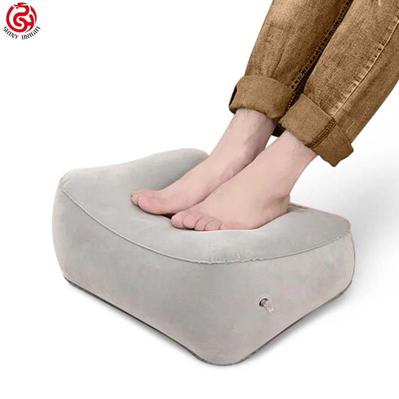 flocking inflatable Footstool Stool Portable inflatable folding footpad inflatable travel foot rest pillow for flying