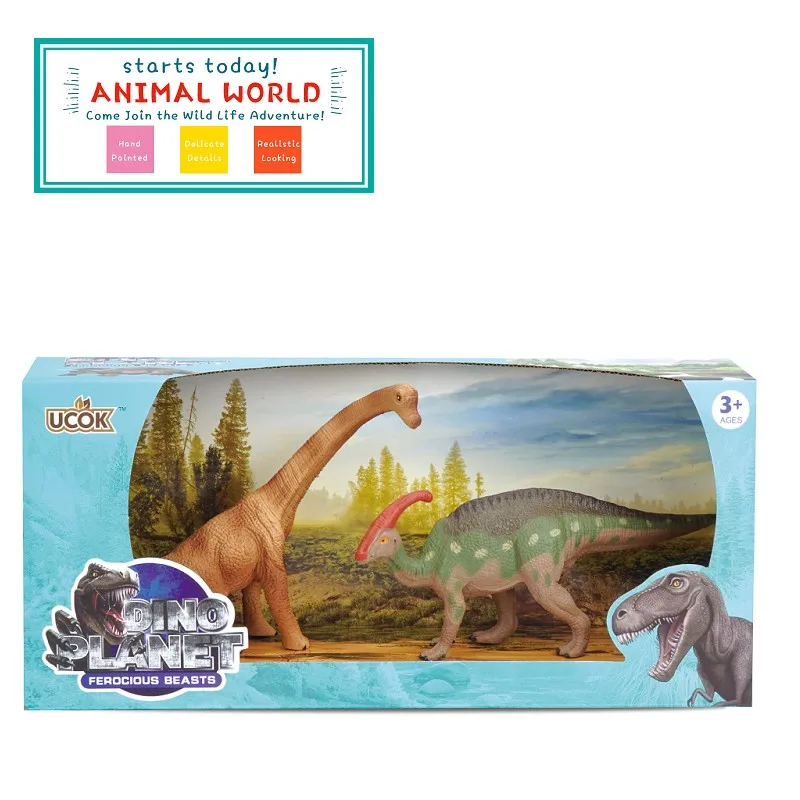 Jumbo Piece Plastic Toy Dinosaur 2-piece Educational Play set for Kids Ages 3-8, Jurassic World Mini-atur
