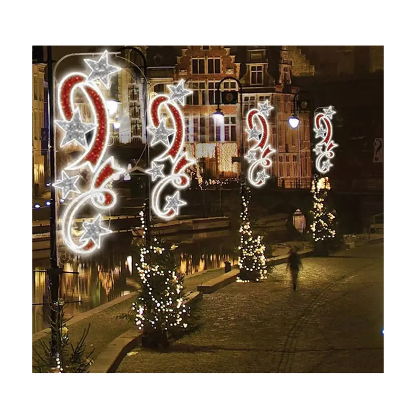 Customized street christmas decoration for you outdoor christmas motif lights pole mounted decorations
