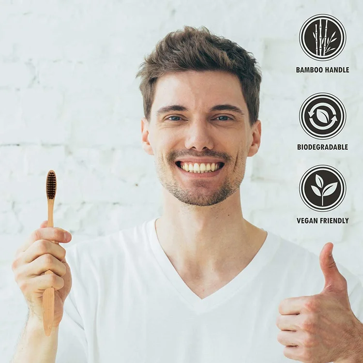 
2020 New Arrivals 10 Pack Hotel Home Use Adult ECO Biodegradable Toothbrush Bamboo With Custom Logo 