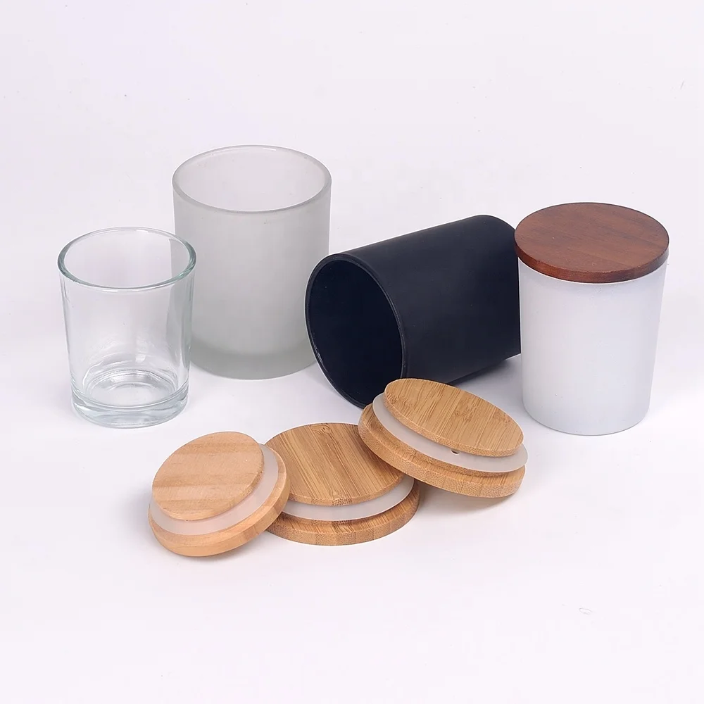 wooden packaging 50g 100g 150g 180g 200g 300g candle jar bamboo lid empty glass candle jar wooden lid