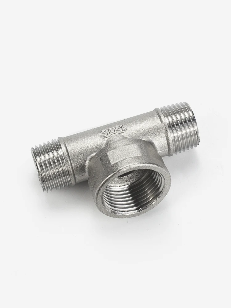 Water Pipe 3 Way 304 Stainless Steel Threaded Reducer Tee Reducer T Male Thread Female Threaded Water Pipe Fitting
