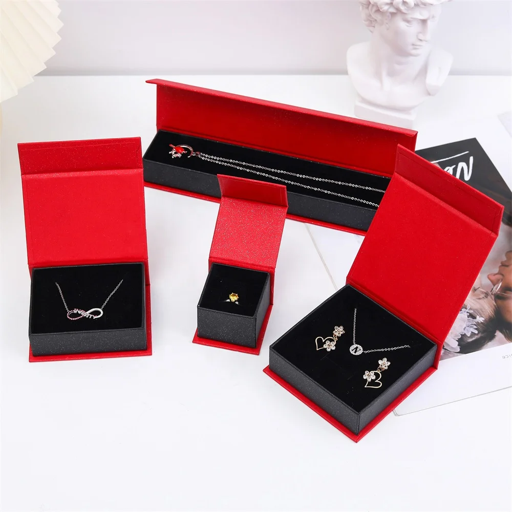 Custom Pink Sliding Drawer Paper Luxury Jewelry Packaging Cute Slider Paper Gift Box with Handle for Necklace Jewelry Package