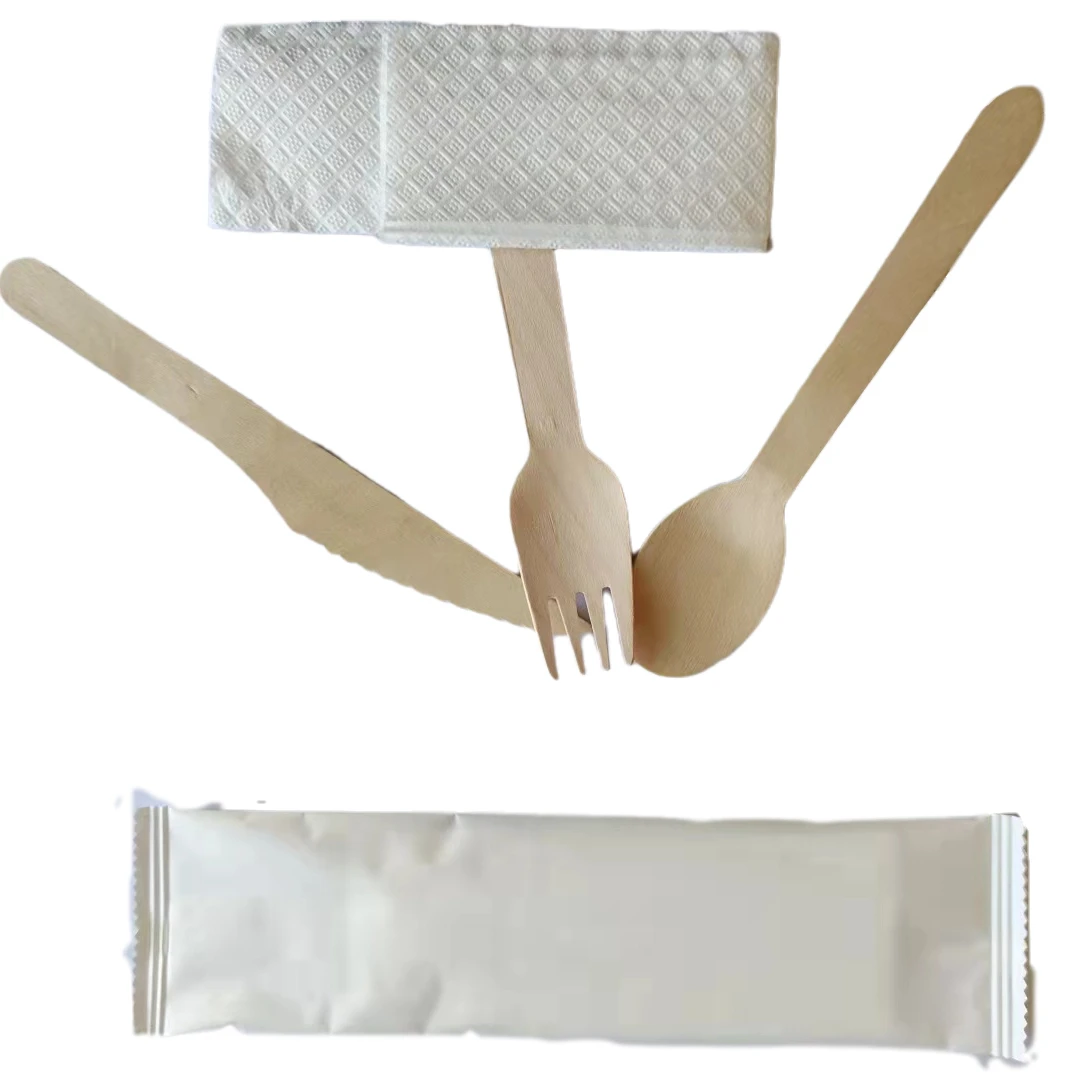 A hot-selling disposable printing hot stamping brand wooden fork spoon restaurant disposable tableware