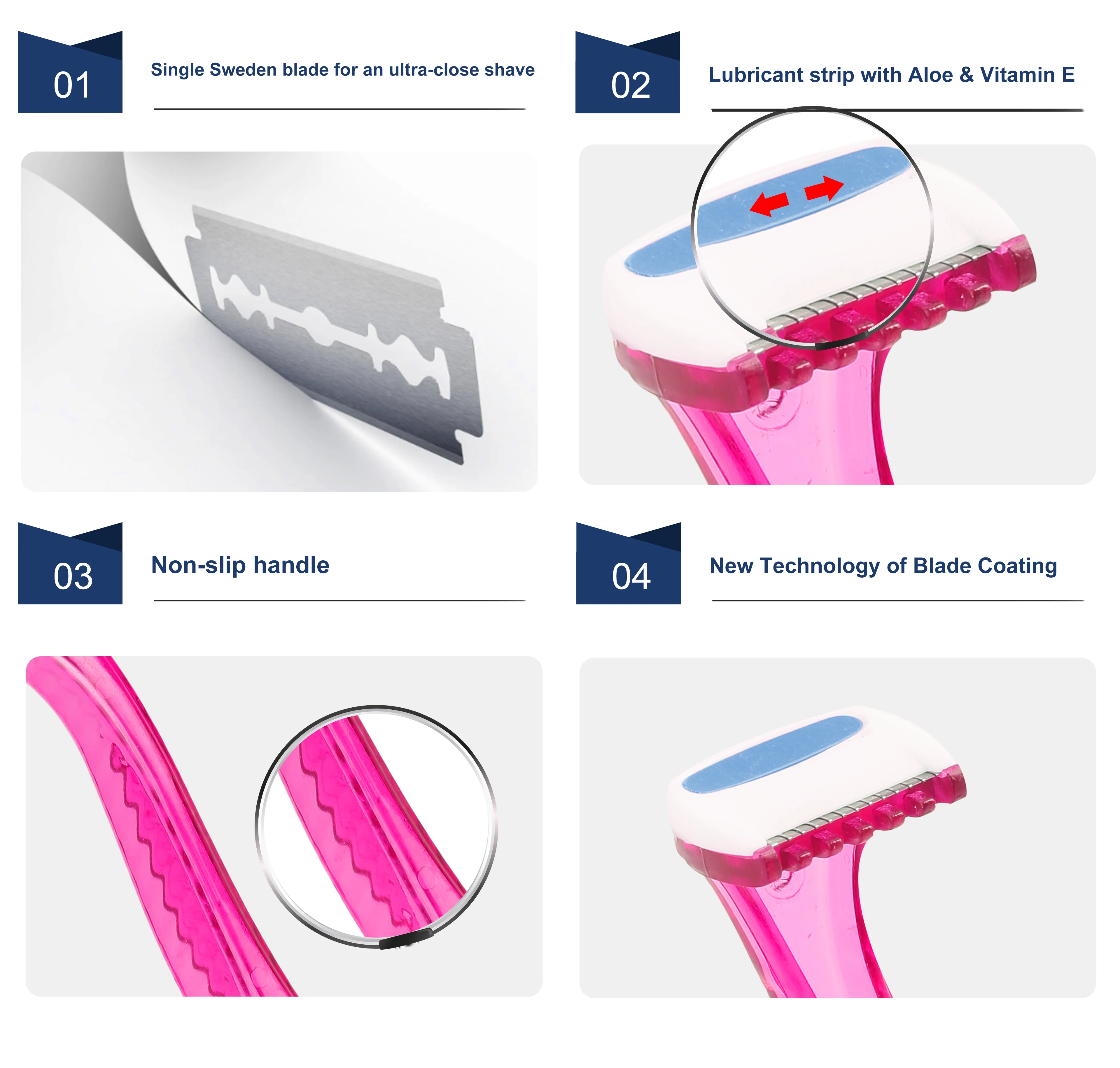 Customized Logo Single Blades Shaver Razor Eco Friendly Handle Female Lady Women Mini Bikini Razor