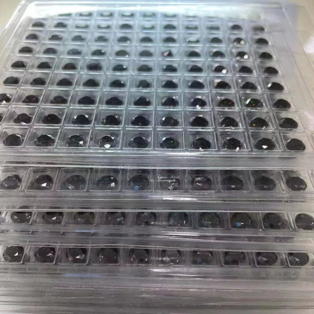 Best GRA Moissanite Lab Created Round Brilliant Cut 0.8-3.0mm 1ct 2ct 3ct 5ct Black Color Moissanite Diamond Loose Gemstone