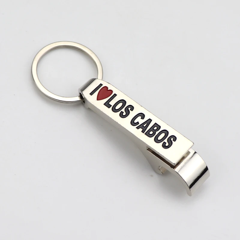 Custom Logo Hot Style Tourist Souvenir Metal Beer Bottle Opener Keychain Key Rings