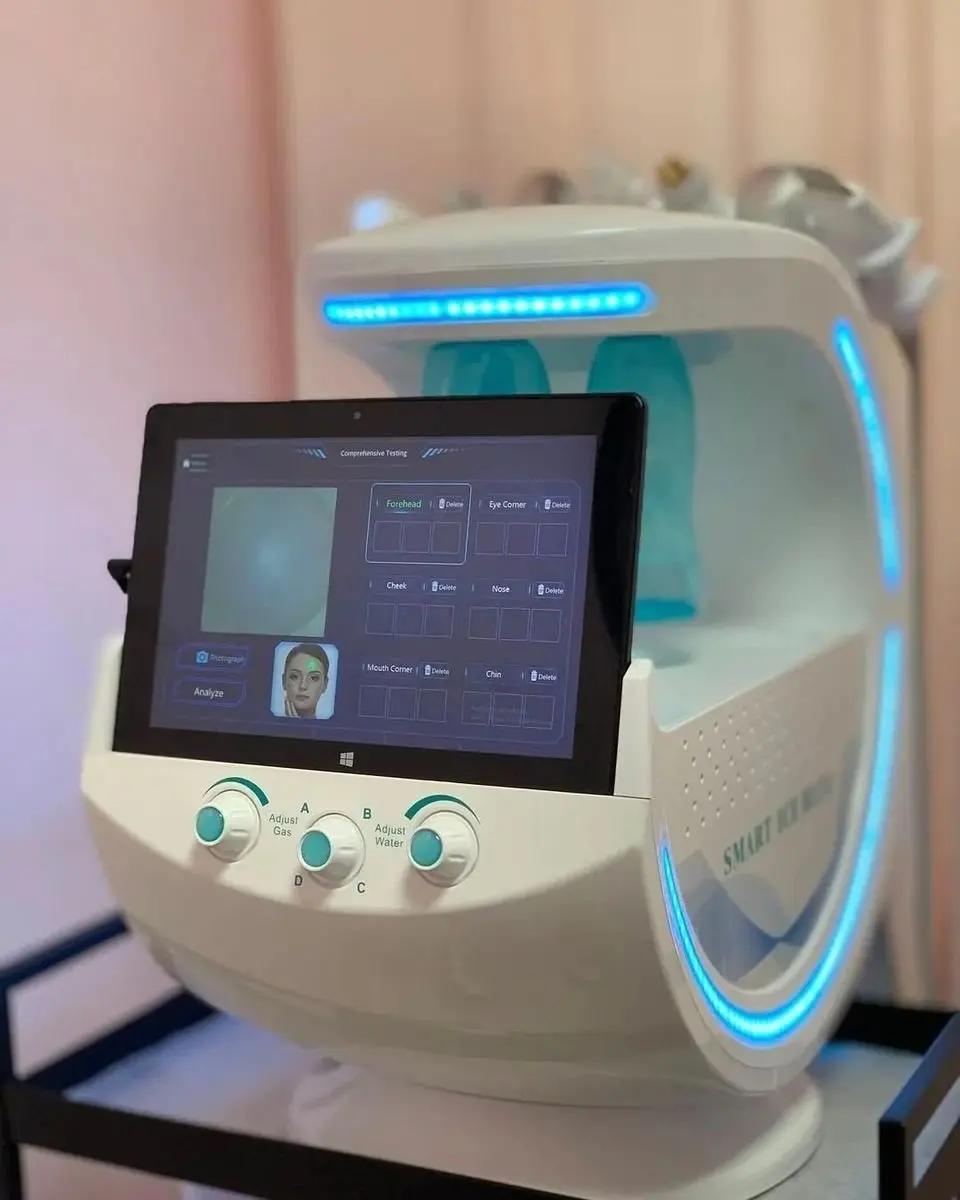 Aqua Peeling H2O2 Hydro Dermabrasion Small Bubble Jet Peel Hydro Deep Cleaning facials Machine Plus Smart Skin Analysis System