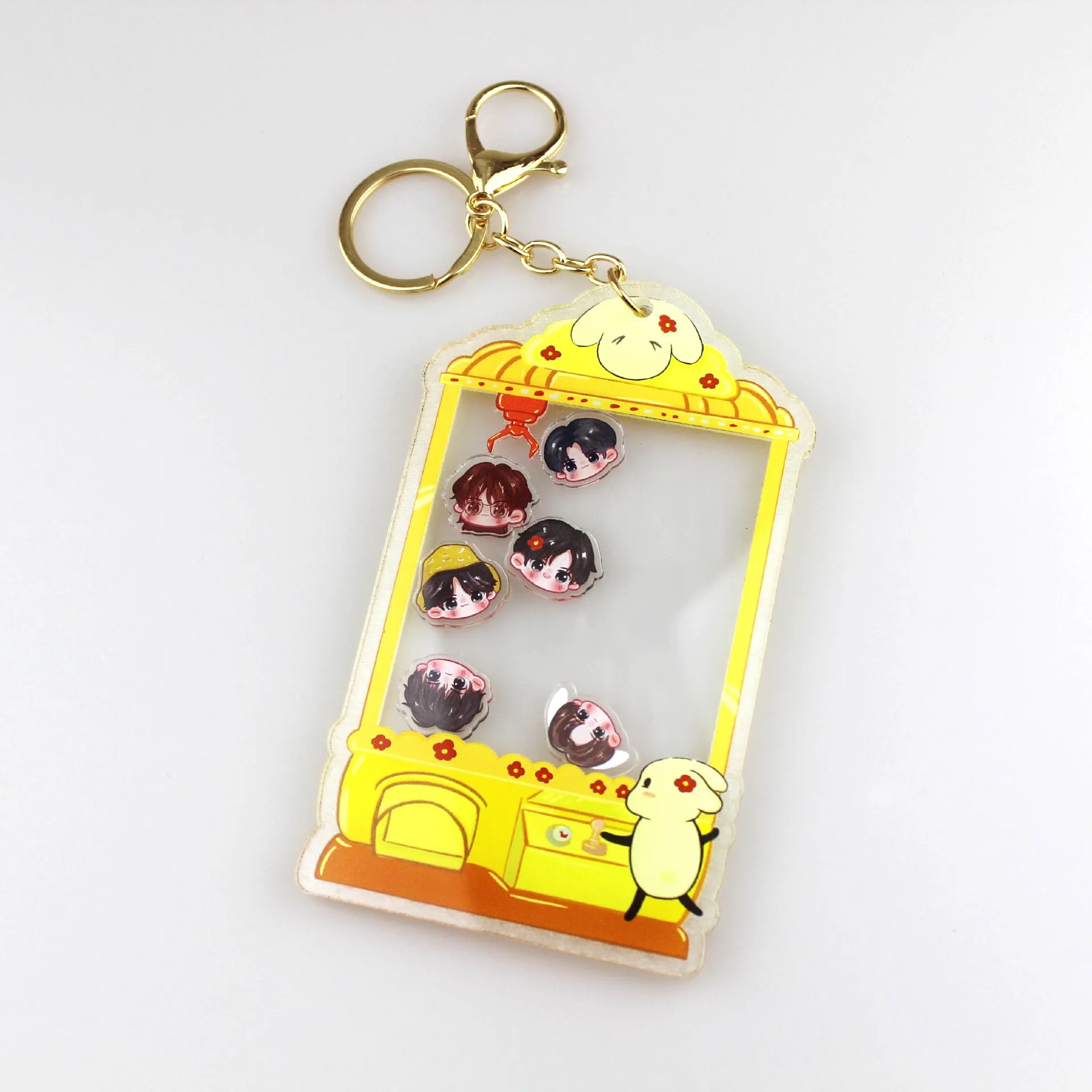 Clear acrylic charms custom keychain double sided machine recycled acrylic epoxy resin shaker