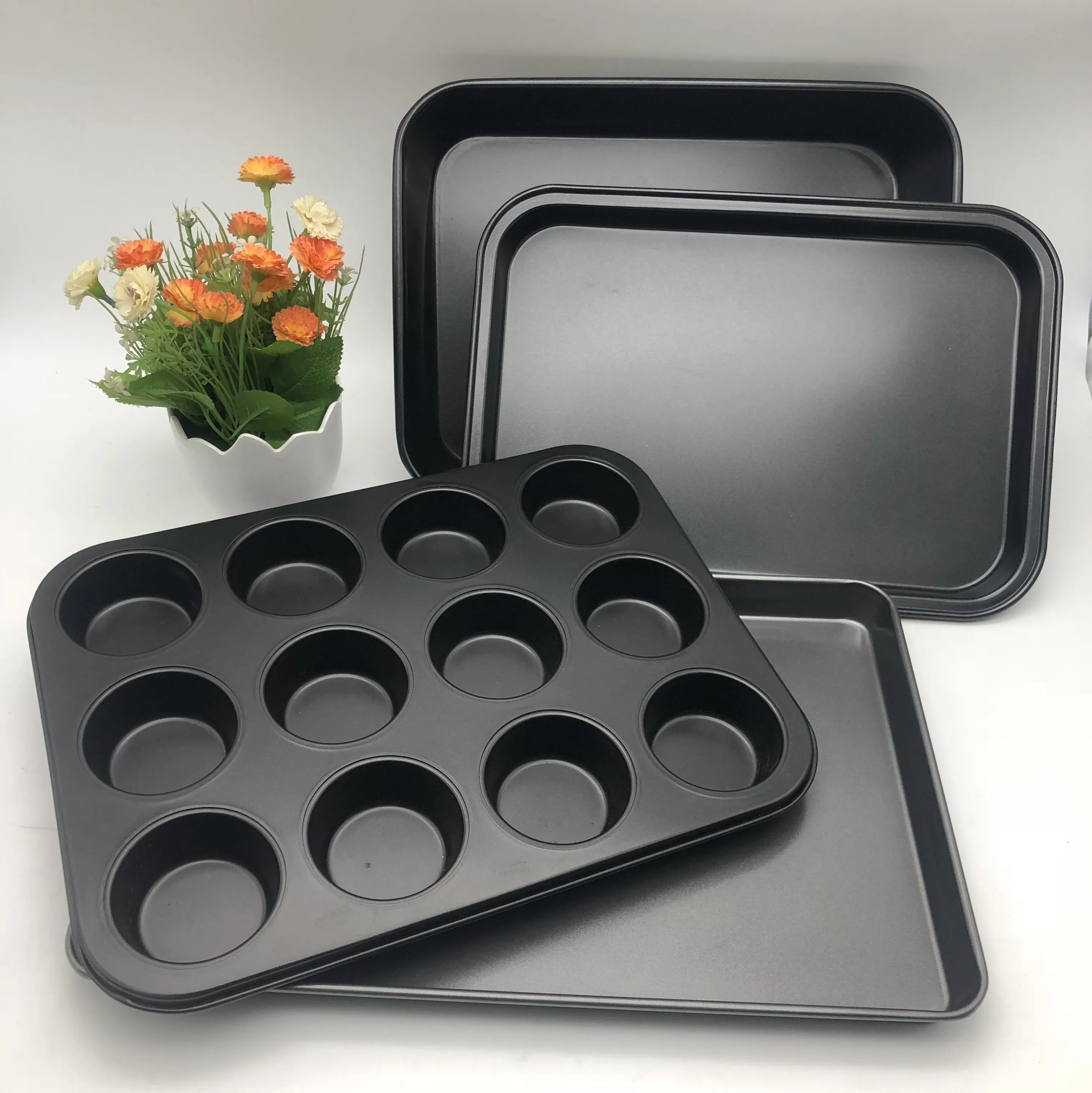 Factory Price Black Adjustable Baking Set /4Pcs Bakeware set