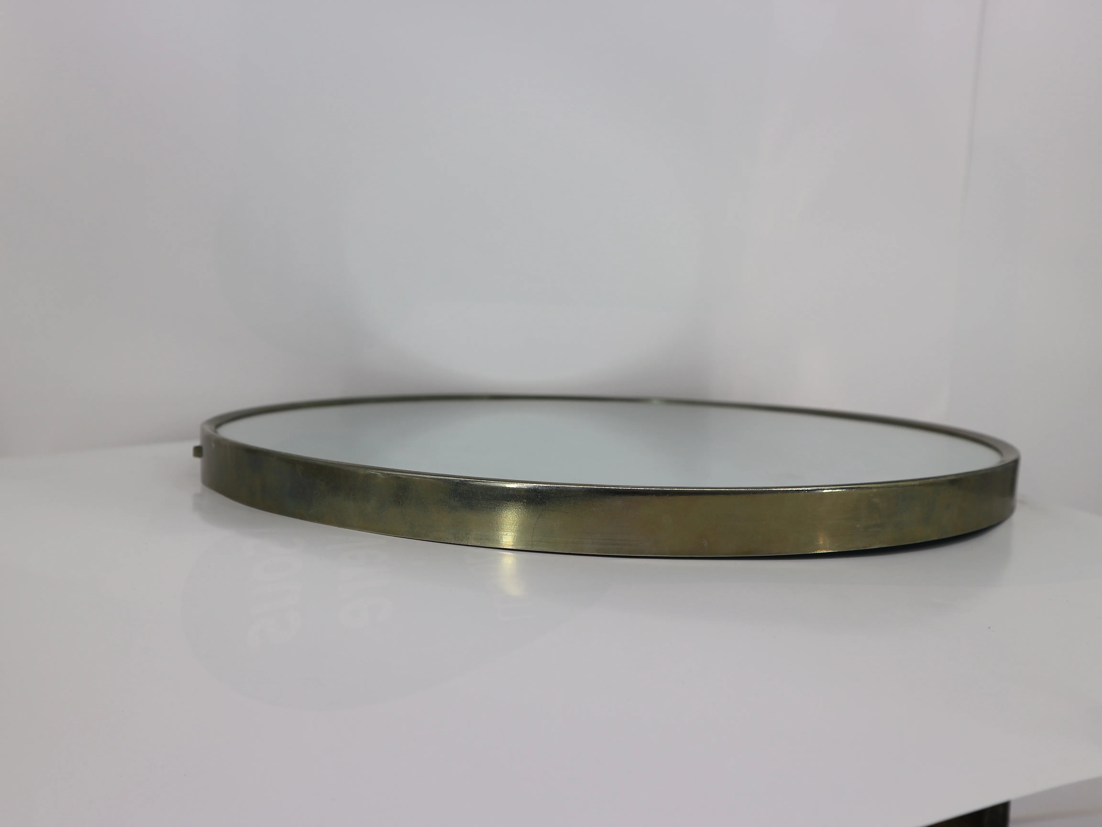 Wholesale decorative hanging round frame mirror wall mirror with chain 80x80cm round metal framed mirror with black gold frame