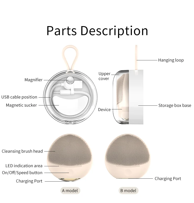 Handheld Rechargeable Mini Thermal Facial Exfoliating Brush Electric Silicone Face Scrubber Blackhead Remover