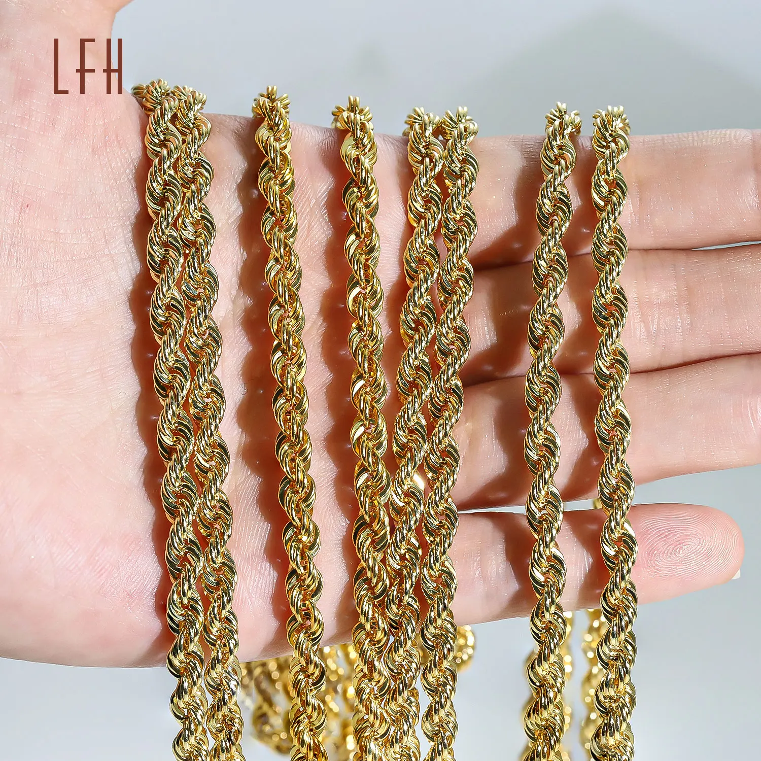 Bulk sale Twisted Link Rope Chain Au750  Jewelry Pawnable 18k Manufacturer saudi gold jewelry pawnable 18k 18k Real Gold Chain
