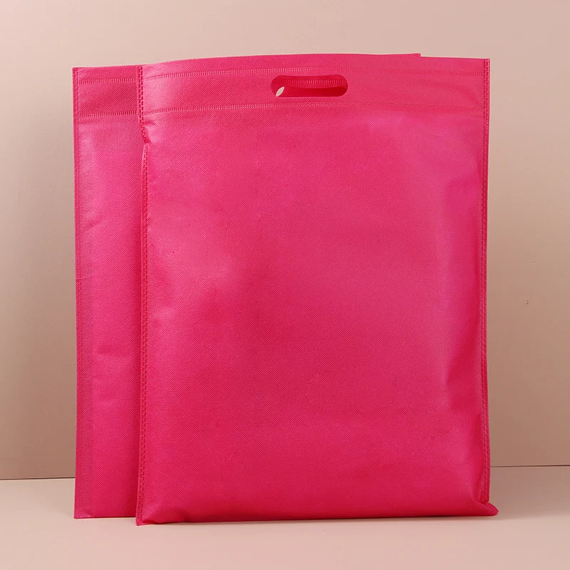 custom non woven bag   personalized shopping d cut non woven bag pink color wholesale price grocery w cut non woven bag
