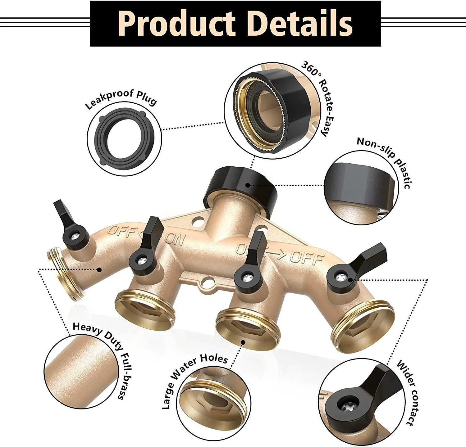 SUNSHINE Factory OEM Other Tools Watering garden supplies brass splitter 4 way coupling hose connectors quick connector water