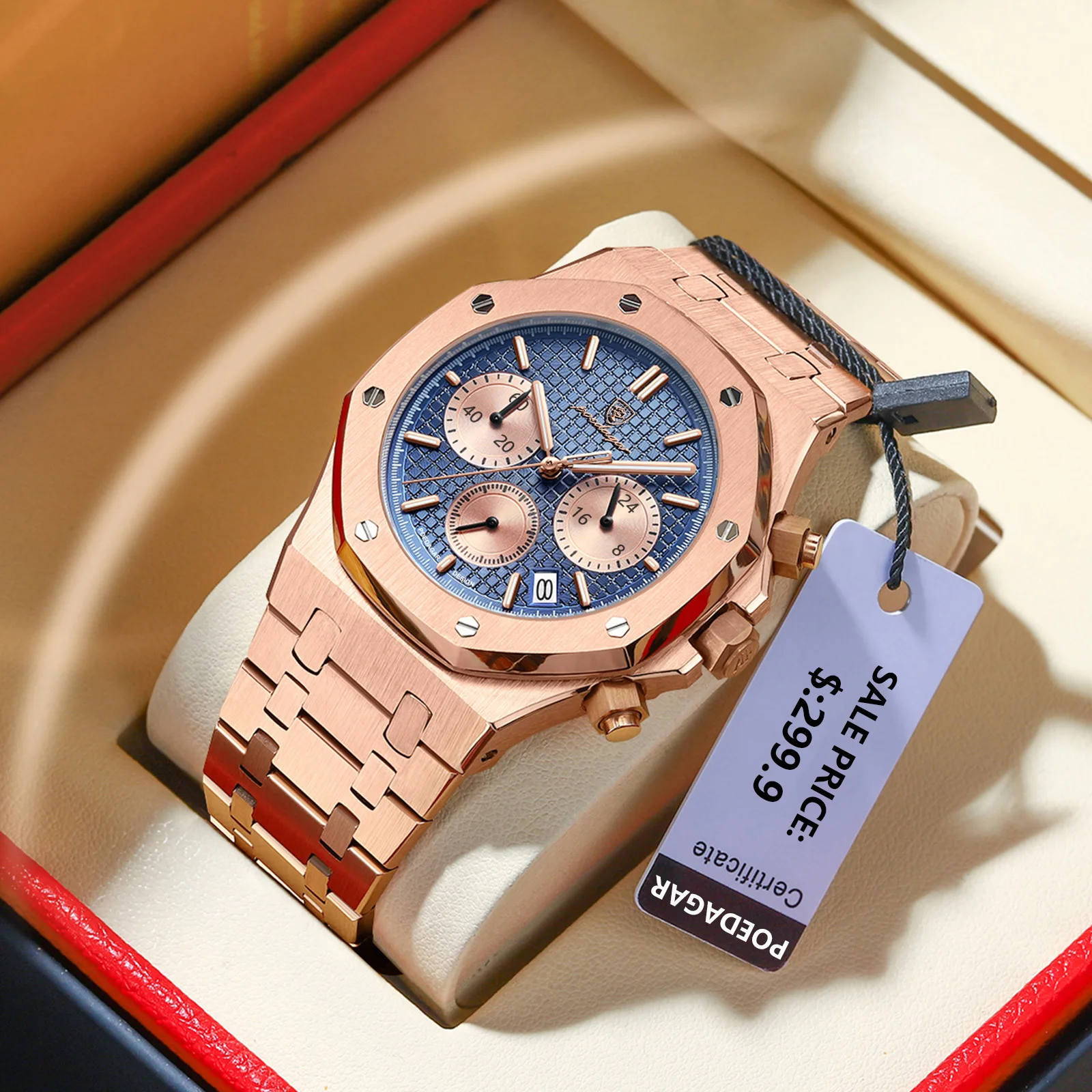 New POEDAGAR 926 Luxury Watch Business Waterproof Male Clock Luminous Date Stainless Steel Square Quartz Watch For Men Hombre
