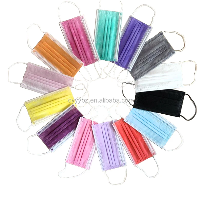 Высокое Качество 3Ply нетканый воздух анти вируса и пыли одноразовые розовый/зеленый/черный/фиолетовый/синий/белый маска для лица