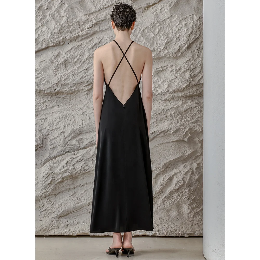 Wholesale clothes 2022 latest designs fashionable summer ladies sexy deep v neck hollow out waist a-line maxi casual dress