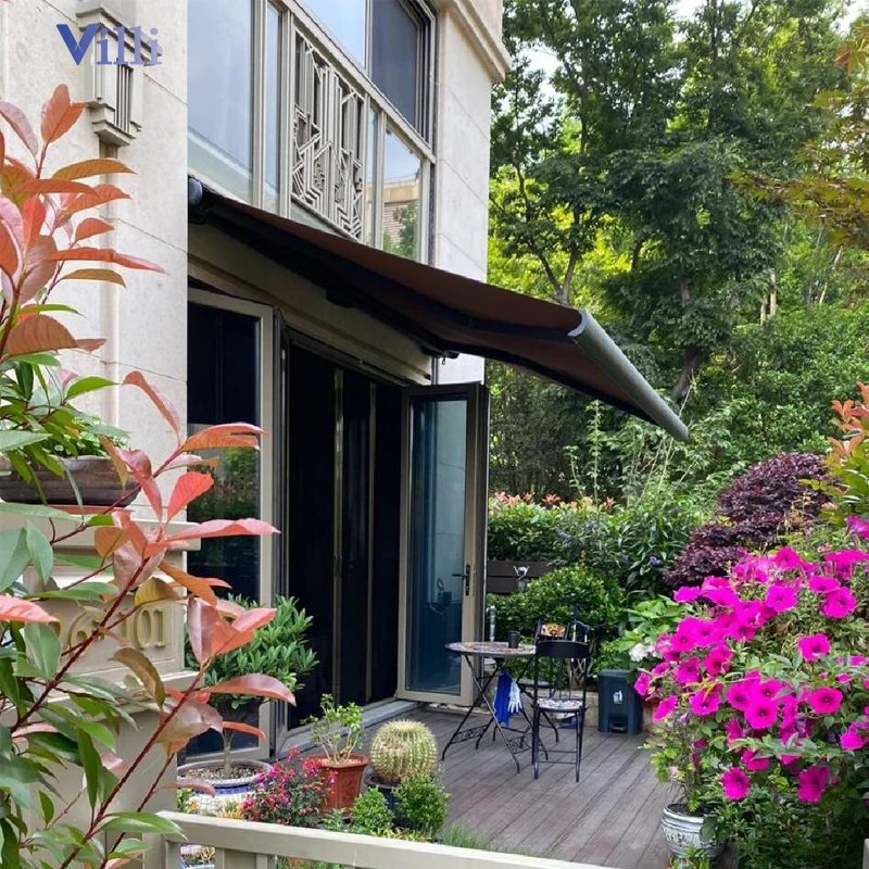 Commercial Residential Facade Outdoor Electric Retractable Awning Wind Resistant Automatic Aluminium Alloy Full Cassette Awning