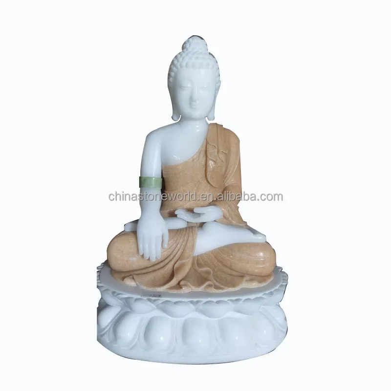 Handmade Natural Modern Design Outdoor Buddha Statue Carved Marble Figure for Home Temple Custom Size Western Chinese Style