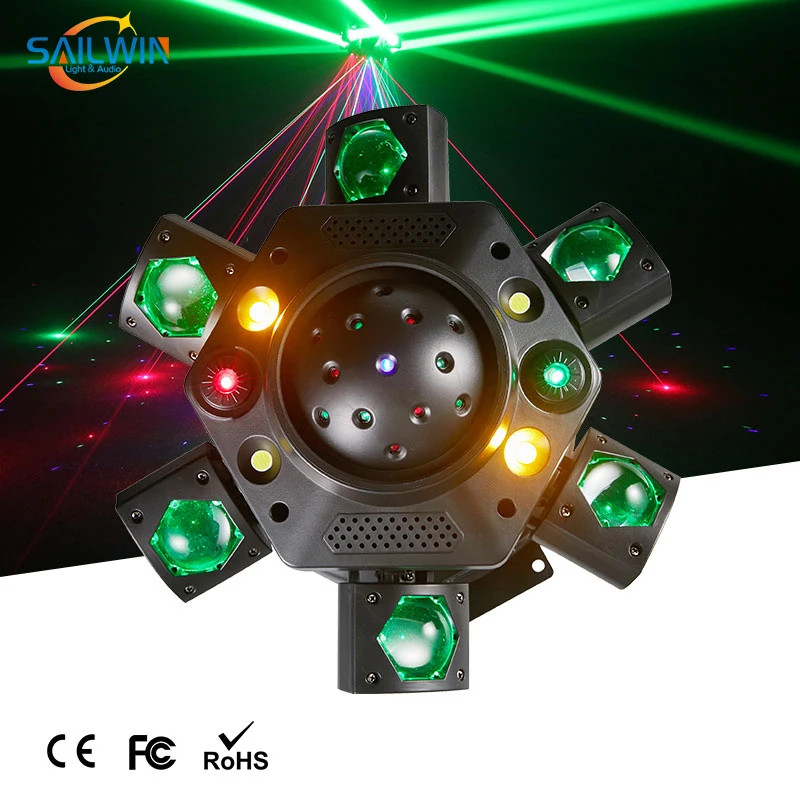 Дискотека матрица с шестью ручками маленький Kong Magic Ball DMX512 лазерные лучевые огни для DJ club прикладные сценические