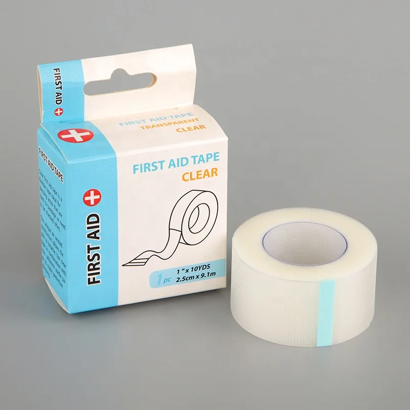 Manufacture of Medical disposable surgical tape medical tapes transparent PE tape roll with cover 1'x10yds/2'x10yds