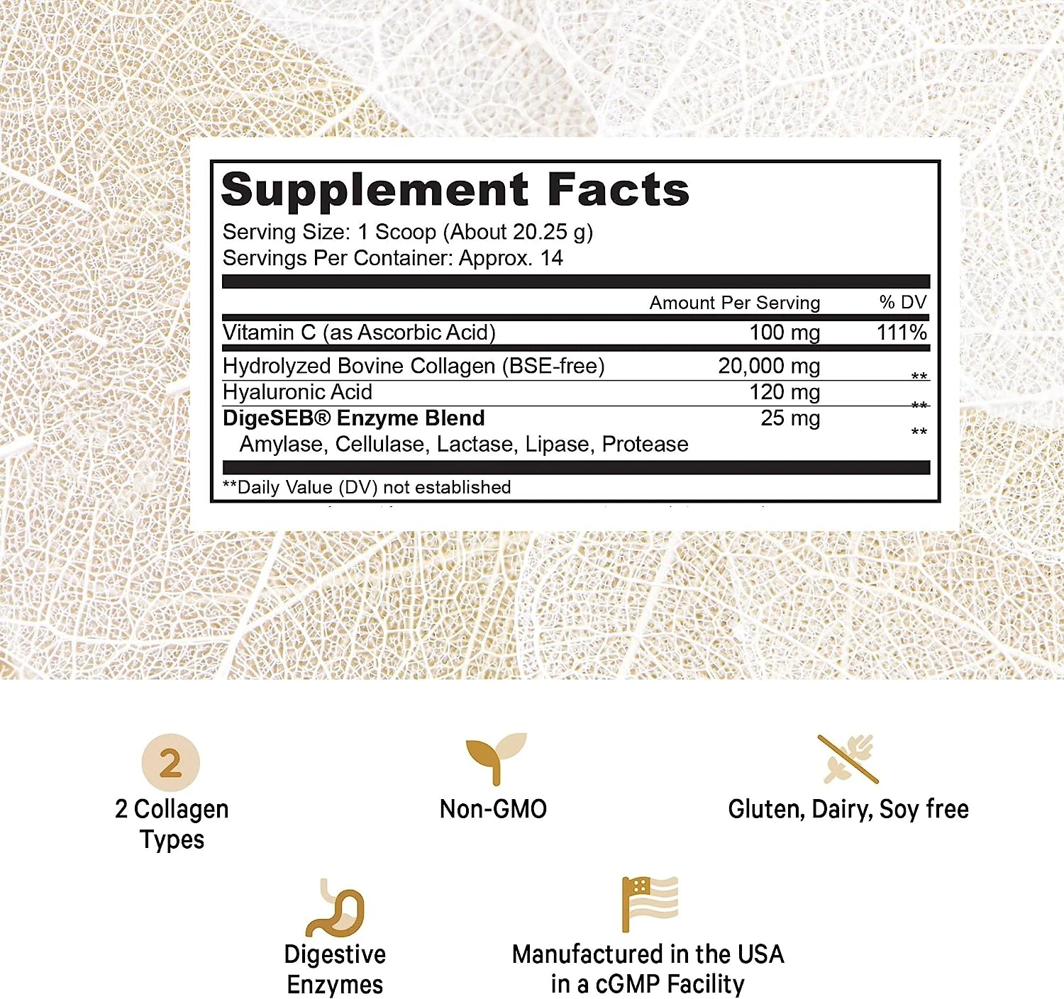 Multi Collagen Protein Powder Hydrolyzed (Type I II III V X) Grass-Fed All-in-One Super Bone Broth + Collagen Peptides