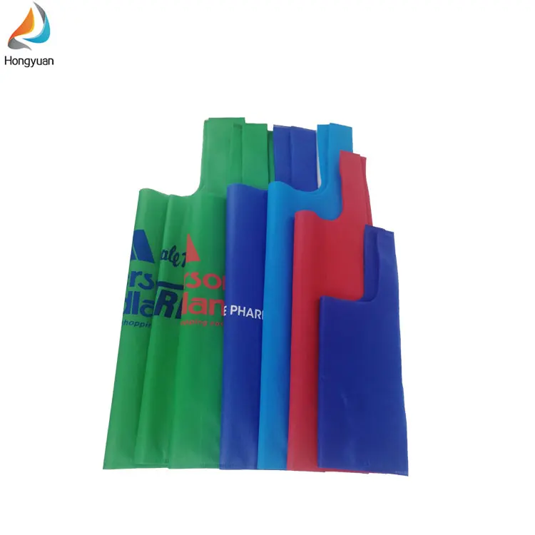 Manufacturers custom eco-friendly non woven  weight non woven t shirt bag carrying shopping bags with logo