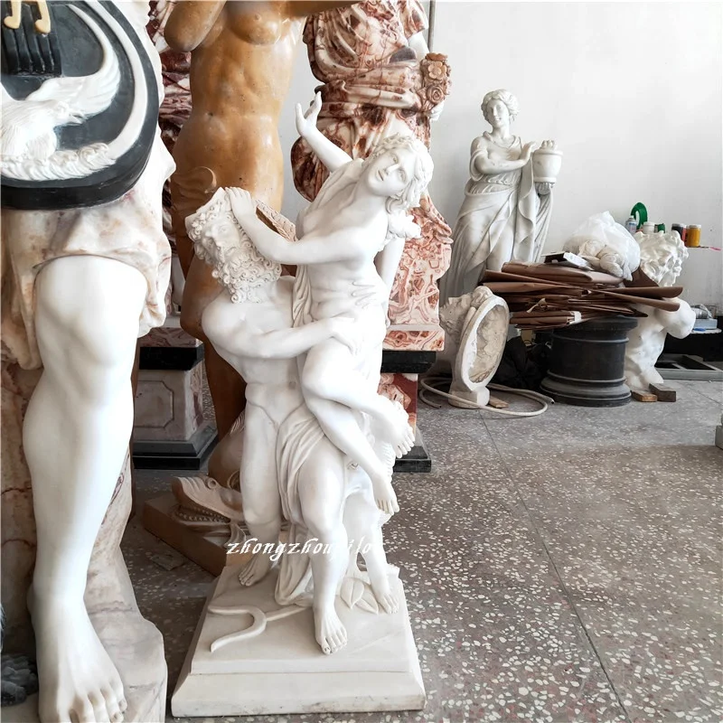 White Marble Polished Antique Nude Erotic Statue Sculpture