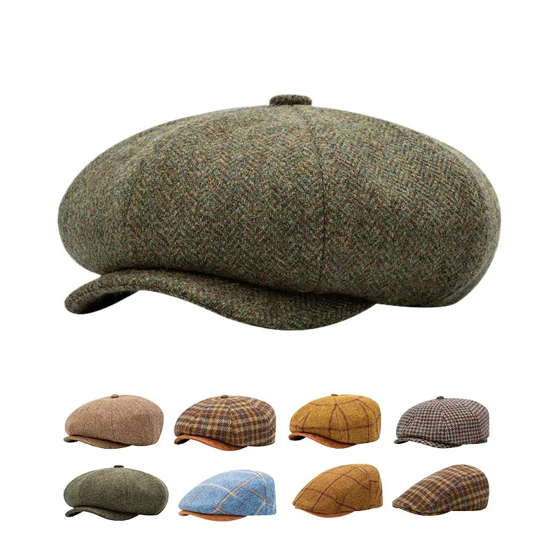High Quality Mens Classic Design Retro Driving Hooligan Vintage Ivy Newsboy Irish Flat Caps Baker Boy Tweed Cabbie Golf Hat