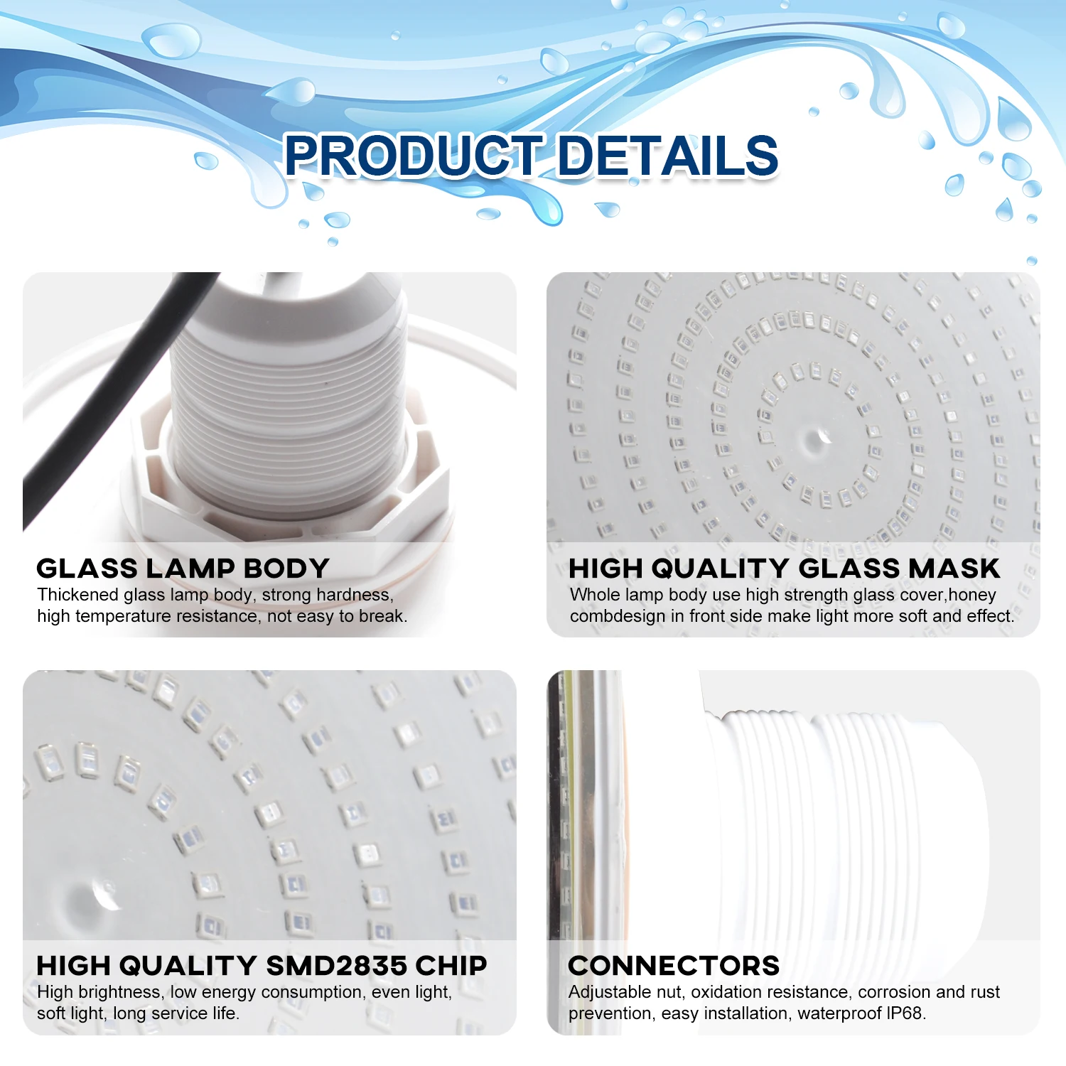 Factory Directly Supply 18w Slim Resin Filled IP68 Flat Bulb Par56 Pool Light RGB Replacement Led Swimming Pool Light