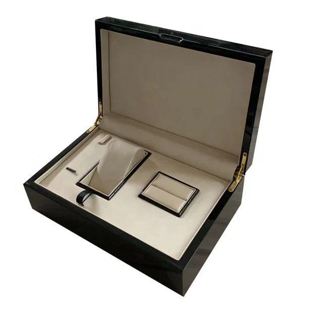 new design luxury arabic market wooden cuff link watch pen  key chain wallet gift box