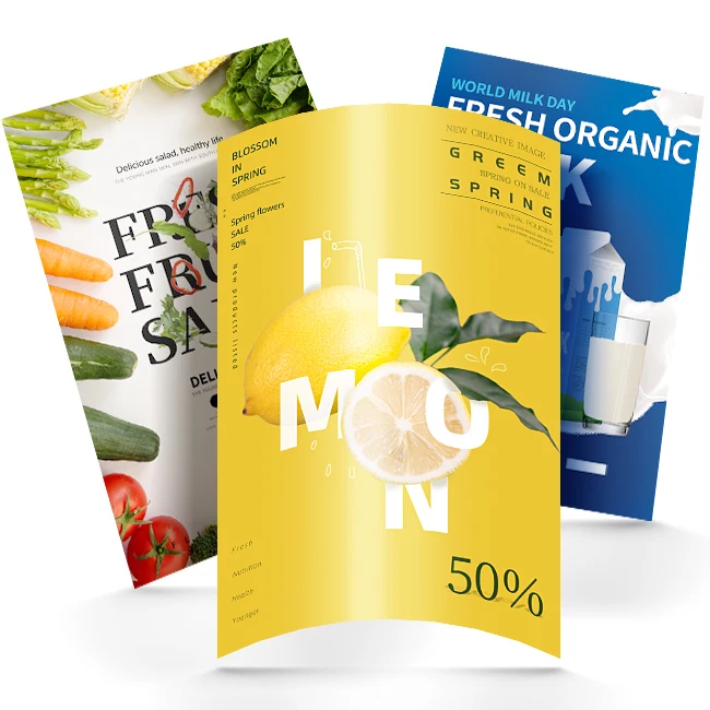 Full Color A0 A1 A2 A3 A4 Custom Digital Wall Commercial Poster / Flyer / Menu Printing for Promotion Wholesale