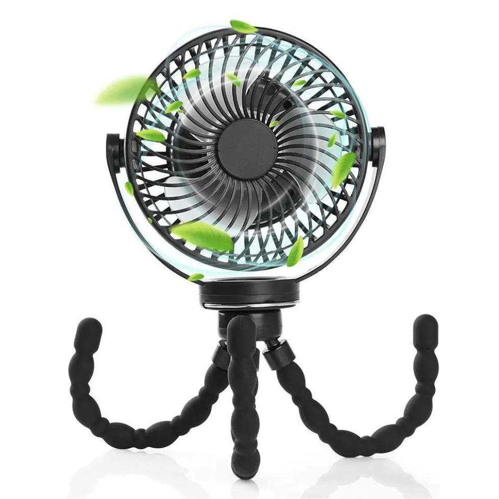 Battery Operated Stroller Fan Tripod Clip On Fan with 3 Speeds Rotatable Handheld Fan for Car Seat Crib Bike Treadmill