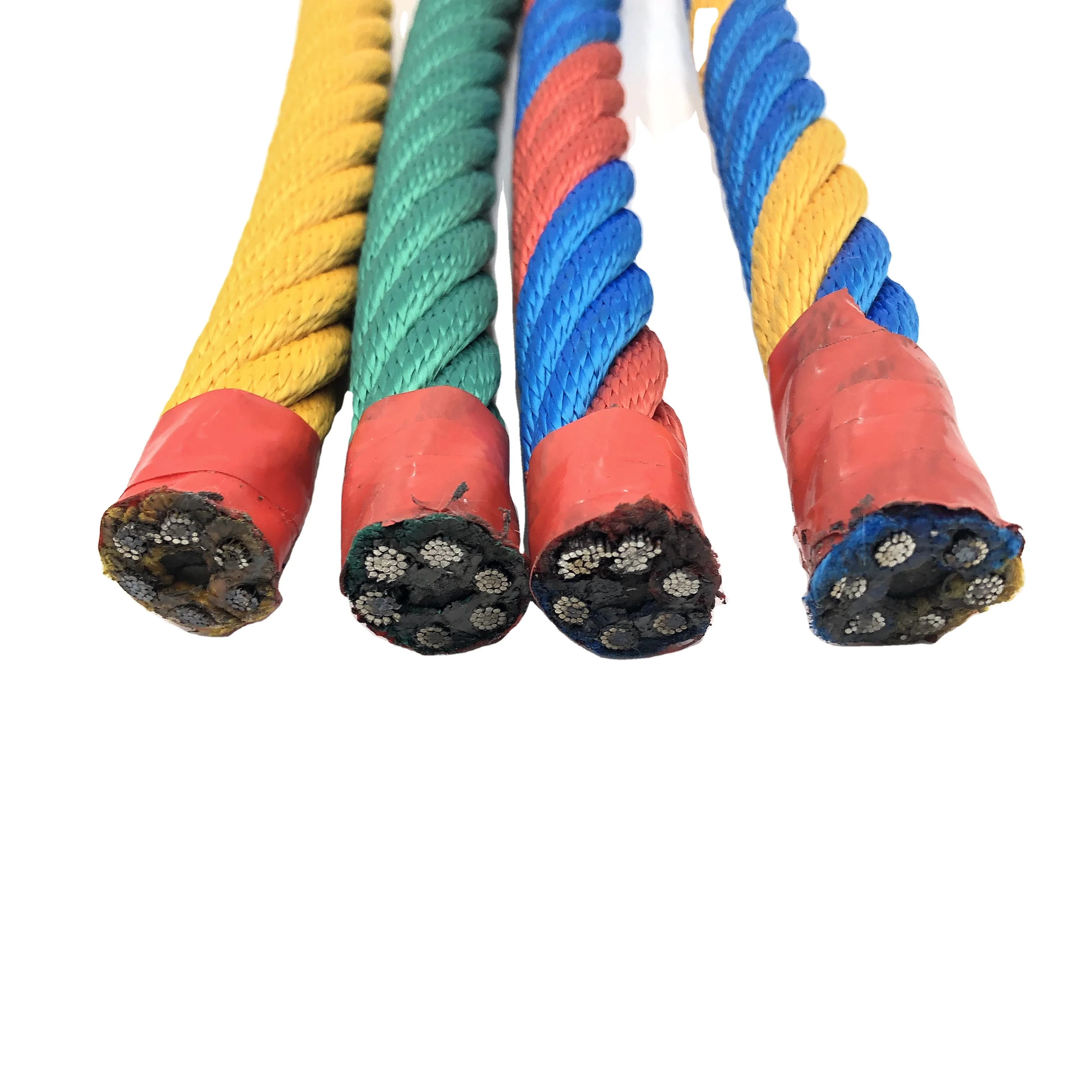 High Quality 16mm 6 Strand Playground Combination Rope Reinforced Polyester With Steel Core For Kids Climbing Outdoor