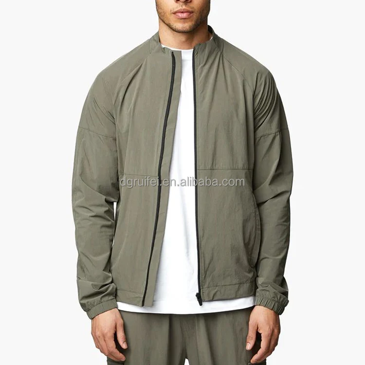 high quality custom logo elastic cuffs 4 way stretch flight pilot jacket zipper pockets woven full zip up bomber jacket for men