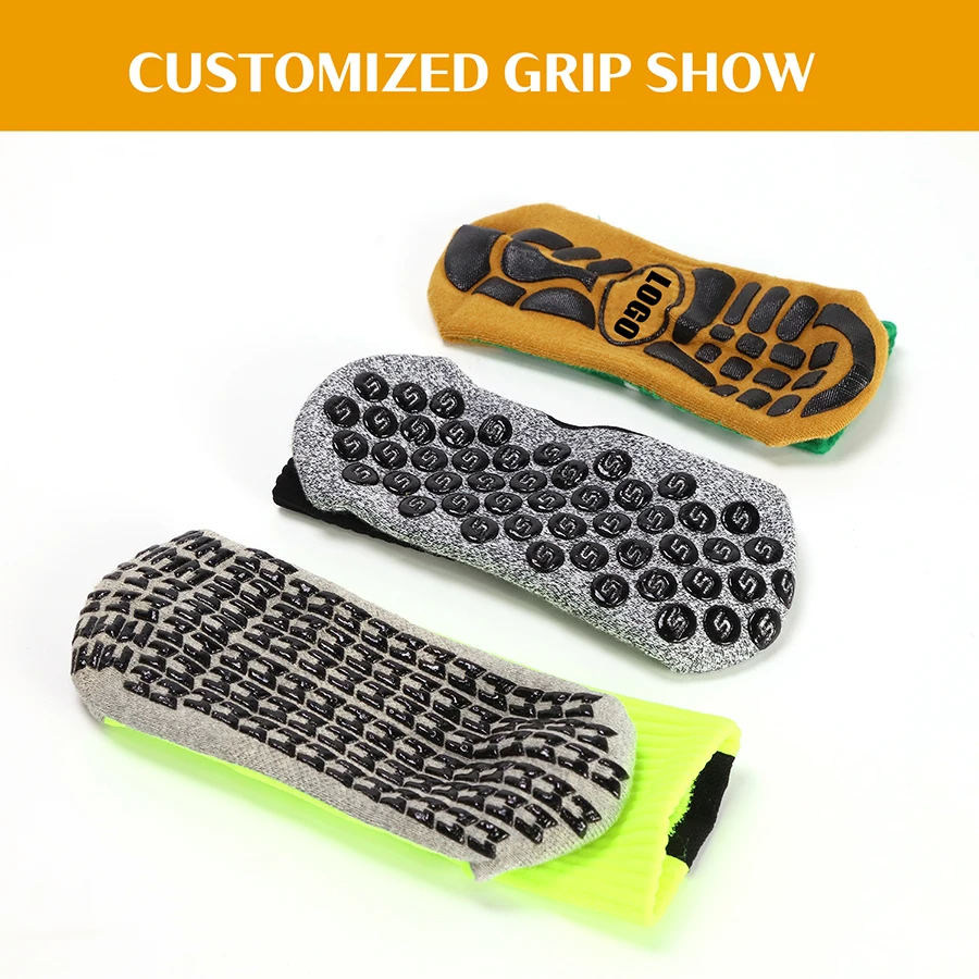 FREE DESIGN & MOCKUP High quality sports sox colorful non anti slip soccer athletic mens custom logo youth football grip socks