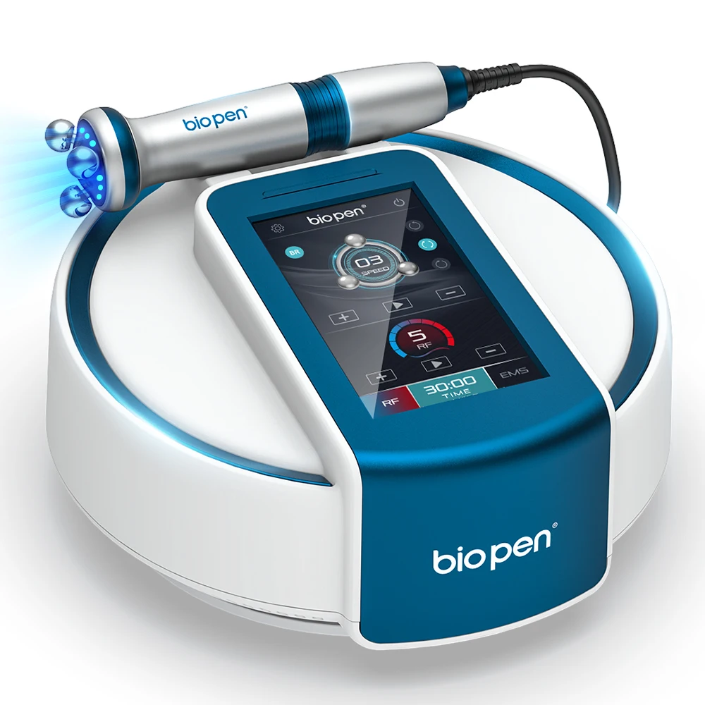 New arrival Beauty Salon Equipment Bio pen T6 with RF,EMS,Electric Skin Lifting,Blue Light  4 in 1 Skin care tool