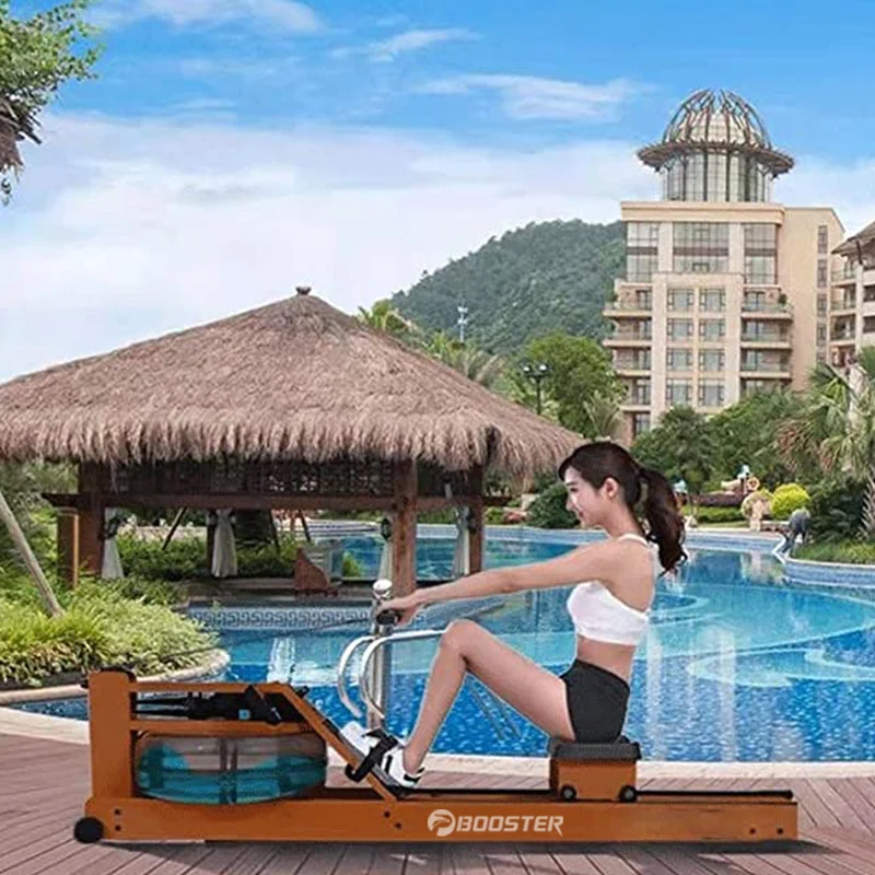
Gym Cardio Fitness Trainer Wood Frame Water Resistance rower Foldable Rowing Machine 