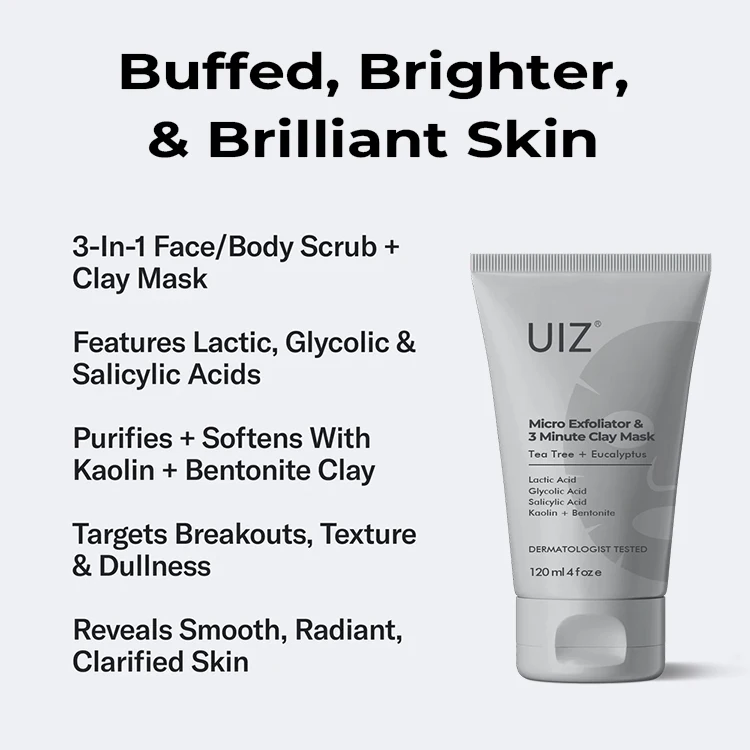 3 Minute Clay Mask Tea Tree & Eucalyptus Deep Cleansing Blackhead Pores Oil Control Reduce Acne smooth Skin Scrub Face Wash