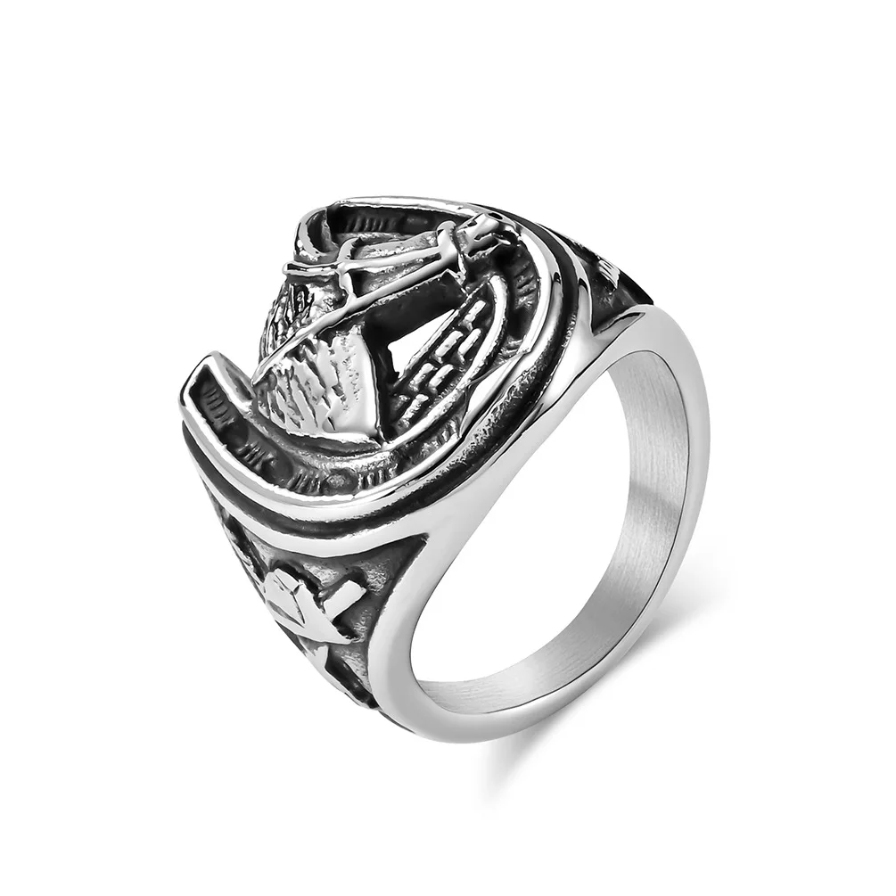 20mm Titanium Steel Ring Silver Black Gold animal Cast Horsehead Horseshoe Racing Horse Stainless Steel Ring finger rings 746